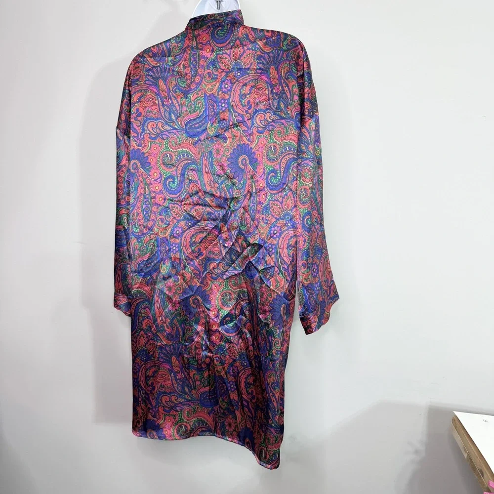 VTG‎ Gold Label Victoria's Secret Robe Womens Small Multicolor Paisley Satin